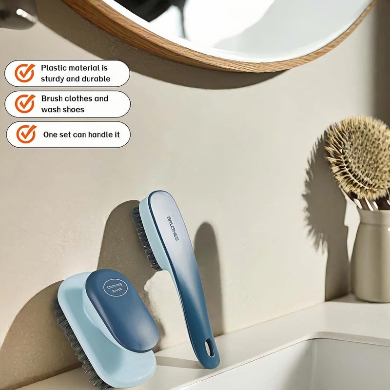RyanDesign 2-Pack Ergonomic Shoe & Laundry Scrub Brush Set - Stiff Bristle Cleaning Brush for Shoes, Stains, Bathroom, Kitchen, Tile Grout - Non-Slip Grip with Hole for Hanging & Drying - Image 4